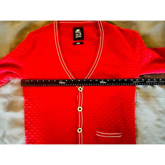 RARE Mens Nike Sportswear Athletic Department Red Contrast Sweater Cardigan Med - Picture 8 of 10